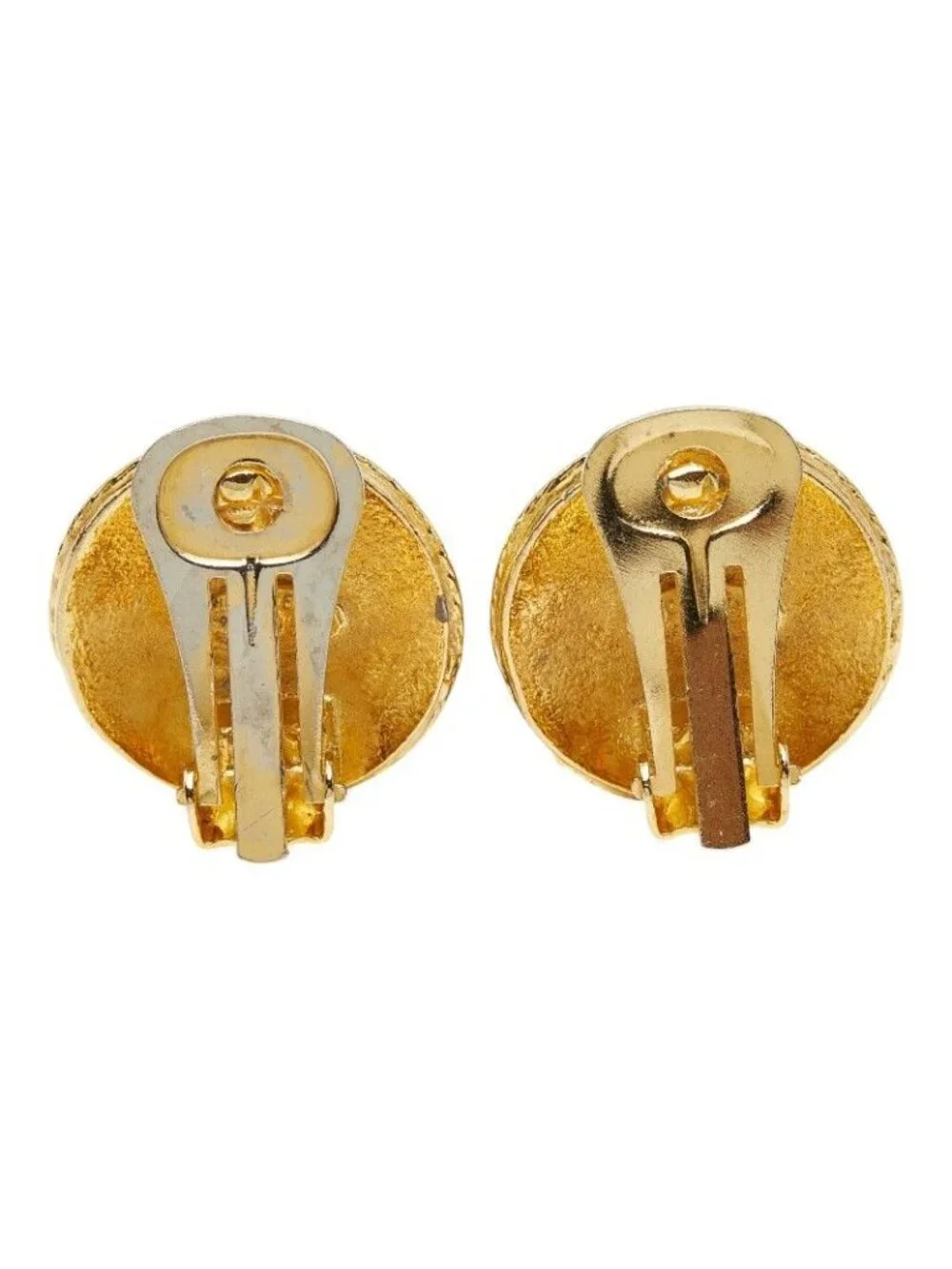 Chanel CC Logo Vintage Round Earrings 94 Gold Plated